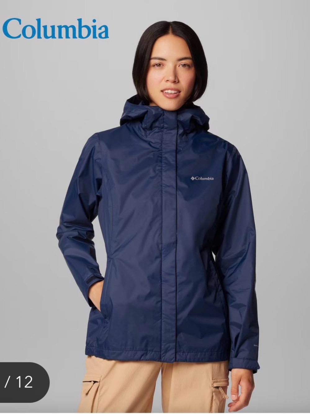 Like New! Columbia Arcadia II Navy Hooded Women’s Rain Jacket - size Medium